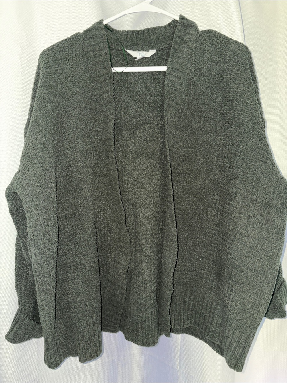 Time and Tru Open-Front Chunky Knit Cardigan - Dark Gray